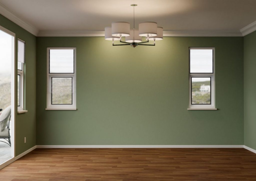 Room painted olive green
