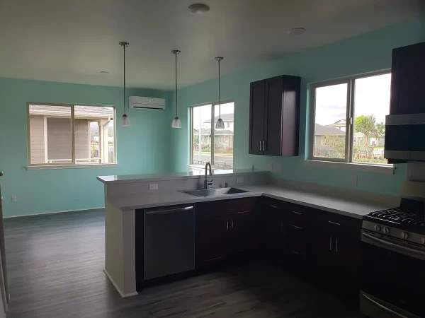 Turquoise kitchen interior painting